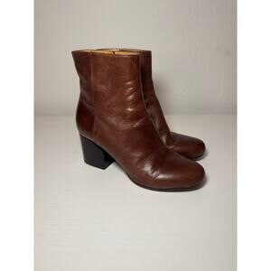 Maison Margiela Womens Brown Ankle Heel Boot Leather Size 36 Made in Italy